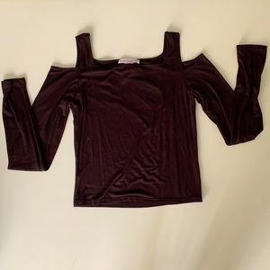 Brown Off-The-Shoulder Long-Sleeve